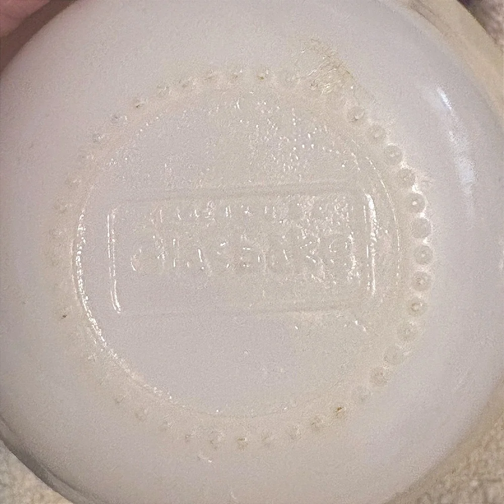 Vintage Glasbake Primrose Milk Glass Custard Bowls Set of 4 White Floral MCM‎